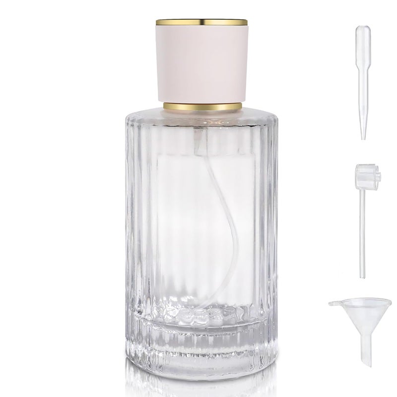 زجاجة رذاذية سعة 100 مل / 3.4 أونصة، مزهر رذاذ عطر، زجاجة عطر فارغة قابلة لإعادة التعبئة مع 3 أنواع من أجهزة صرف العطور (دائرية سعة 100 مل) - Image 1