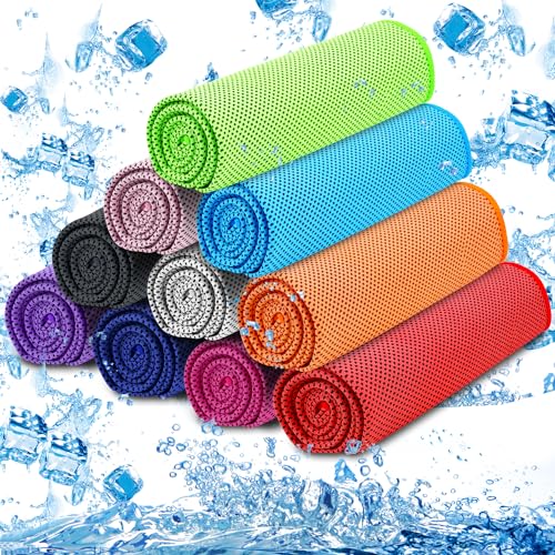 MENOLY 10 Pack Cooling Towels, Cooling Towels for Neck and Face, Sweat Microfiber Towel Soft Breathable Towel for Gym, Yoga, Camping, Running, Fitness, Workout & More Activities - Image 1