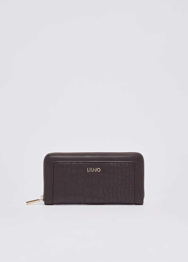 ليو جو Large Croc-Effect Wallet