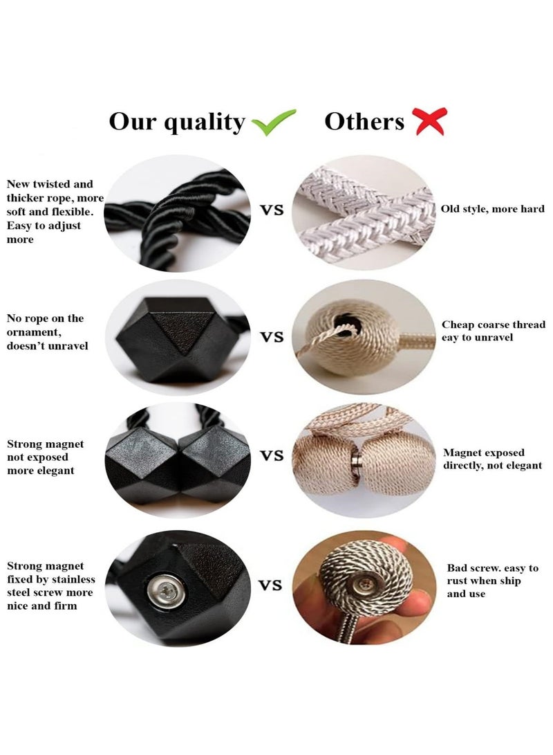 4 PCS Strong Magnetic Curtain Tiebacks - Modern Twist Rope Design for Living Room, Office & Home Decor (Black)  - Image 4
