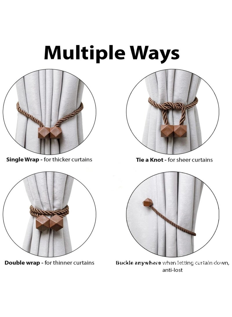 4 PCS Strong Magnetic Curtain Tiebacks - Modern Twist Rope Design for Living Room, Office & Home Decor (Black)  - Image 5