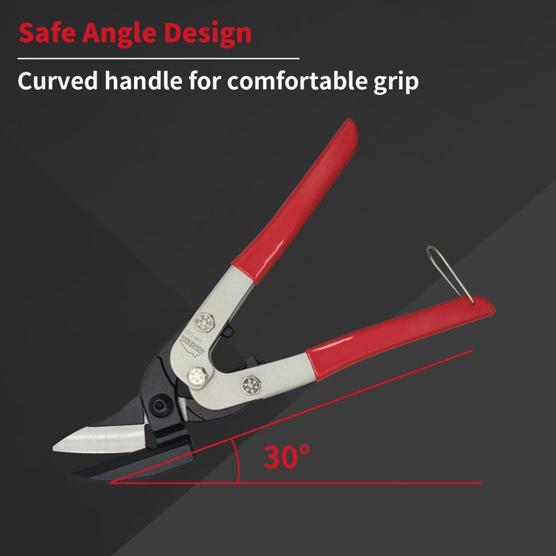 HOUSERAN Tin Snips, 10 Inch Aviation Snips, Left Cut, Heavy Duty Sheet Metal Cutter with Safety Lock and Non-slip Handle, CR-V Steel Sharp Teeth, Metal Shears Scissors for Cutting Metal Sheet - Image 3