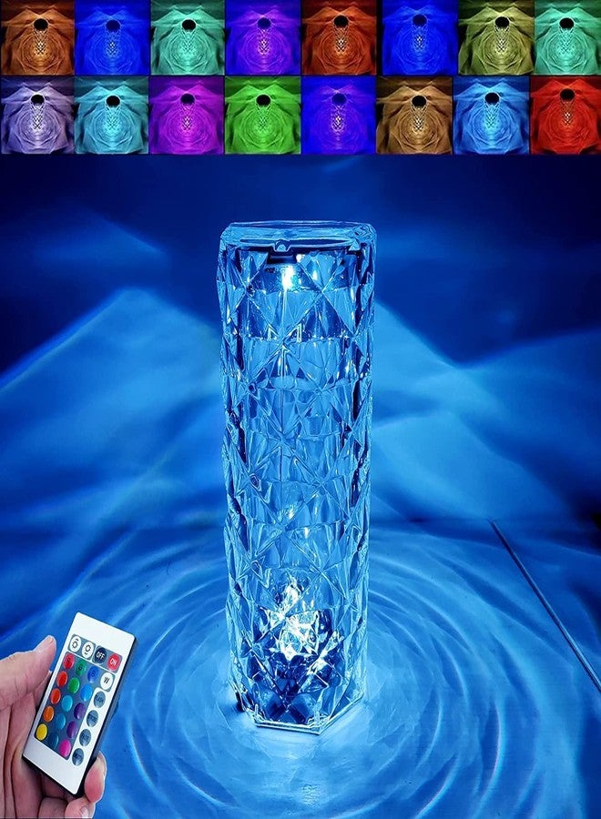 Desidiya® Crystal Lamp,16 Color Changing Rose Crystal Diamond Table Lamp,USB Rechargeable Touch Bedside Lamp Night Light with Remote Control, for Bedroom - Image 1