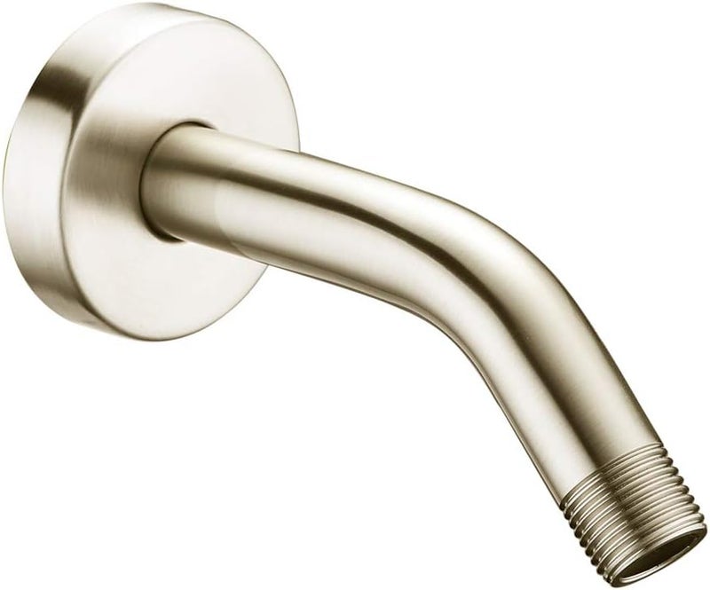 Purelux Shower Arm 6 Inch Universal Replacement Water Outlet PJ0602 Made of Stainless Steel, Brushed Nickel, Shower Arm and Flange Included - Image 1