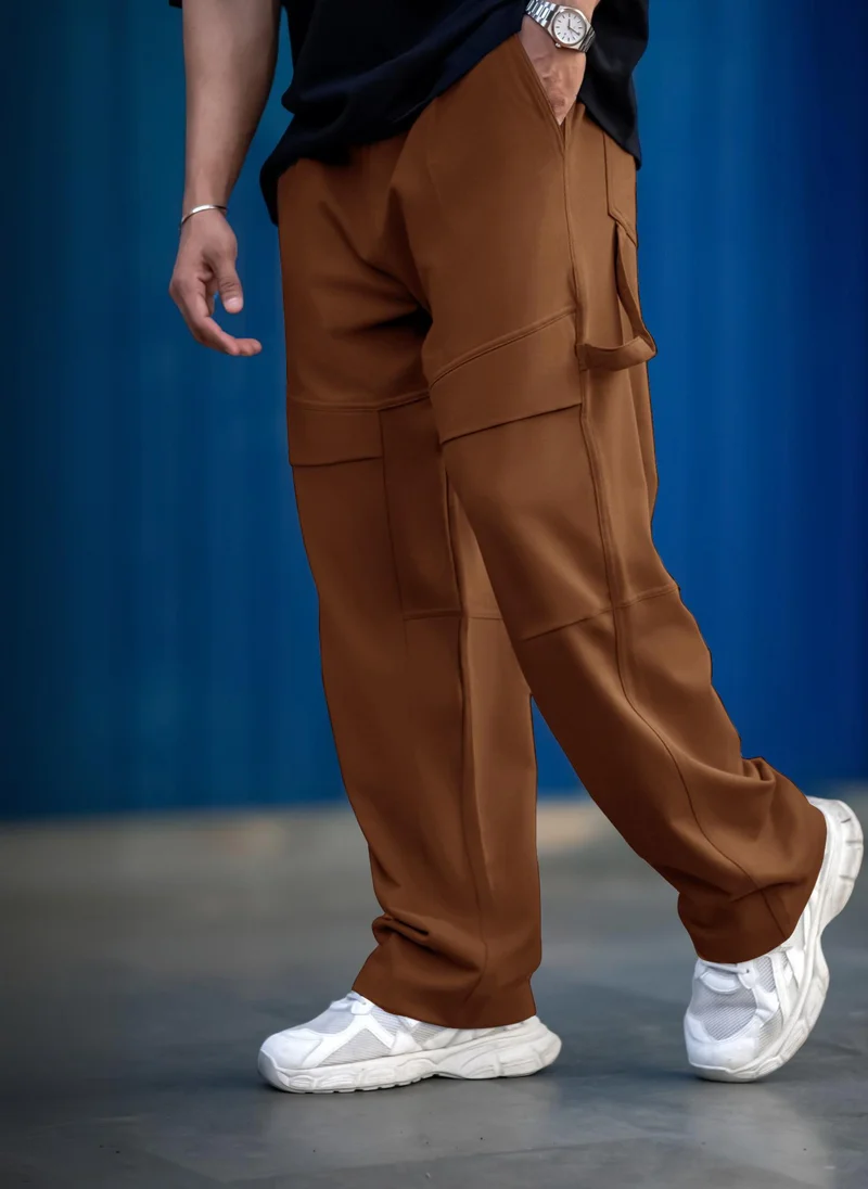 Maniac Mens Brown Carpenter Cotton Baggy Fit Pant