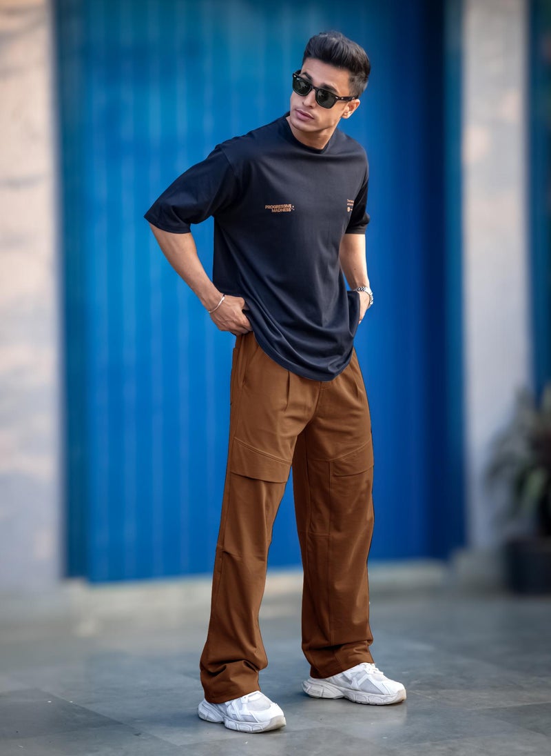 Maniac Mens Brown Carpenter Cotton Baggy Fit Pant - Image 5