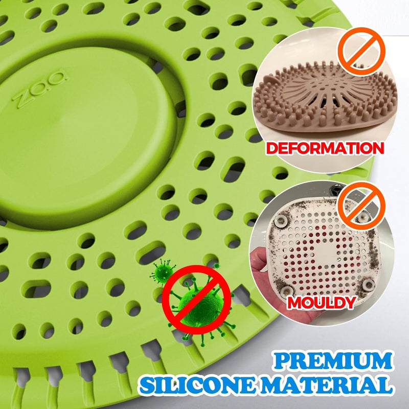 zaa Shower Drain Hair Catcher, 2 Pack Premium Silicone Drain Protector & Shower Drain Cover for Regular Drains of Shower Room and Bathroom, Avocado - Image 4