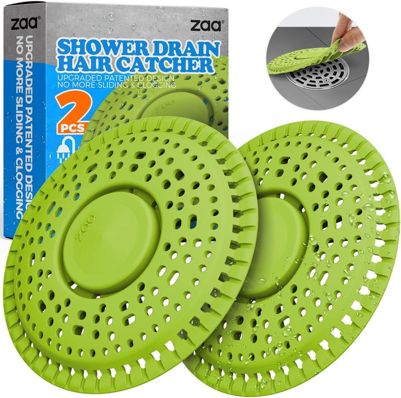 zaa Shower Drain Hair Catcher, 2 Pack Premium Silicone Drain Protector & Shower Drain Cover for Regular Drains of Shower Room and Bathroom, Avocado - Image 1