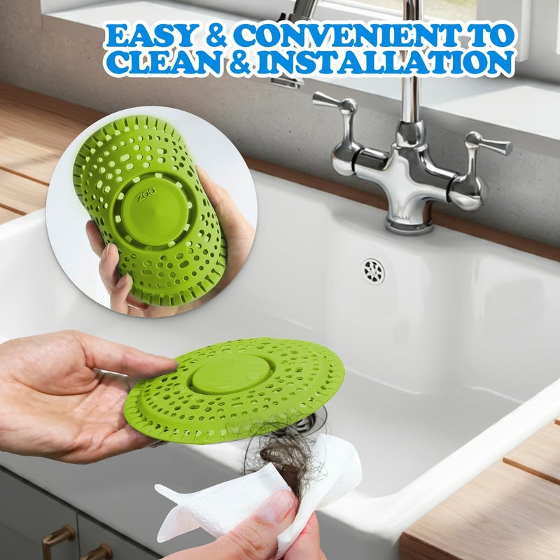zaa Shower Drain Hair Catcher, 2 Pack Premium Silicone Drain Protector & Shower Drain Cover for Regular Drains of Shower Room and Bathroom, Avocado - Image 5