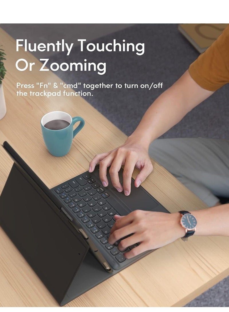 Raxoom ELTERAZONE iPad Keyboard 9th Generation, Keyboard for iPad 8th Generation/7th Gen 10.2 Inch, Smart Trackpad, Wireless with Pencil Holder, Flip Stand Keyboard Case for iPad 9th/8th/7th Gen 10.2â€, Black - Image 2