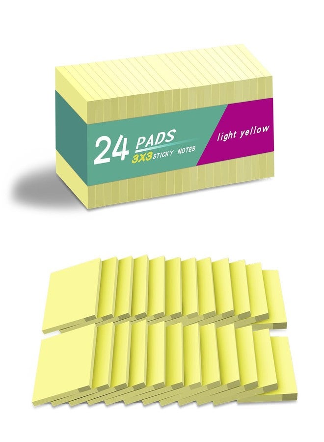 Kozerite (24 Pads) Sticky Notes 3x3 in Yellow, Strong Adhesive, Clean Removal, Recyclable, Self-Stick Pads, Easy to Post for Home, Office, Notebook - Image 1