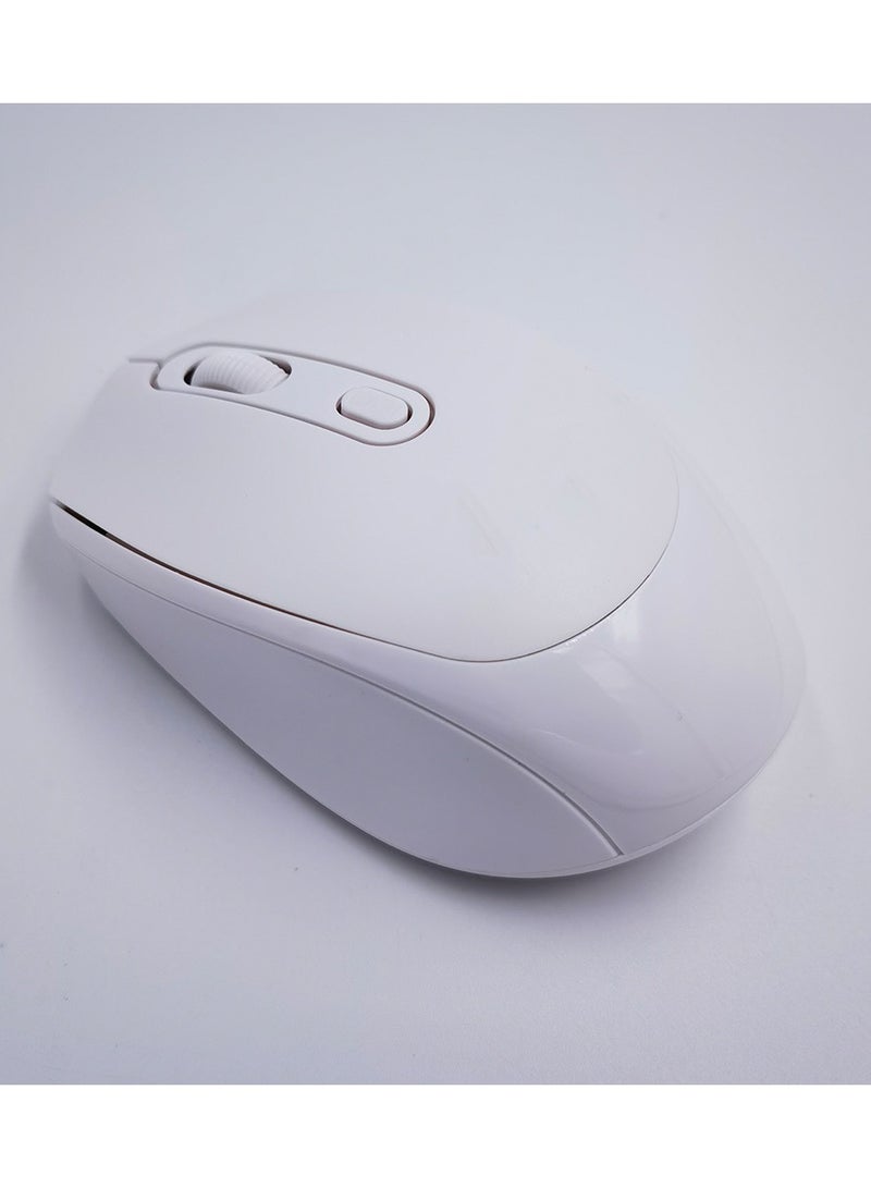 Wireless Mouse with rubber Sides, White color - Image 1