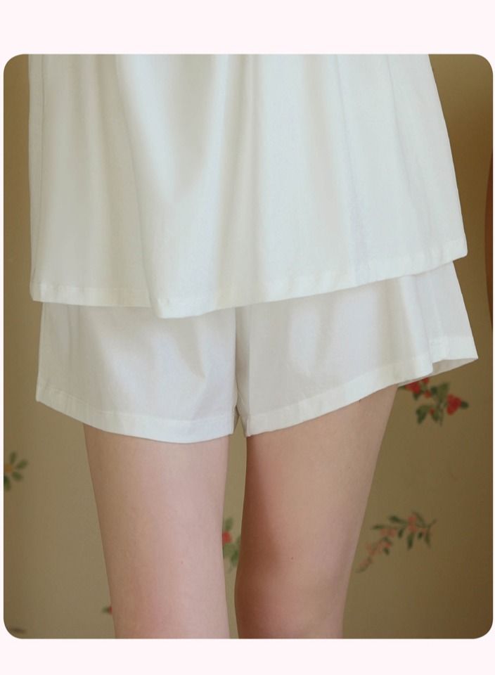 NIBEMINENT 2 Piece Pajama Set Women's Short Sleeve Shorts Girls Sweet and Cute French Princess Pajamas Sets Ladies Loungewear Soft Home Wearing Clothes Spring Summer  - Image 5