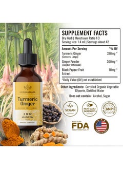HERBAMAMA Turmeric Ginger Drops Organic Turmeric Ginger W/Black Pepper Tincture Turmeric Ginger Liquid Extract Vegan Supplements 2 Fl Oz  - Image 3