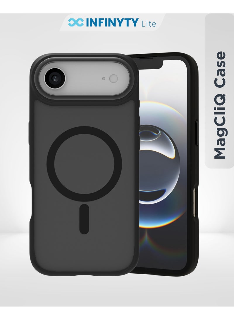 INFINYTY iPhone 17 Air Premium Matte Case, Metallic Accents- Modo Black, Frosted PC Back, TPU Frame, Metallic Camera Frame for Strength, MagSafe Compatible with N52 Magnet, Metallic Buttons, Anti-Slip Soft-Touch Grip, Military Grade Drop-Protection, Infinyty Lite - Image 1