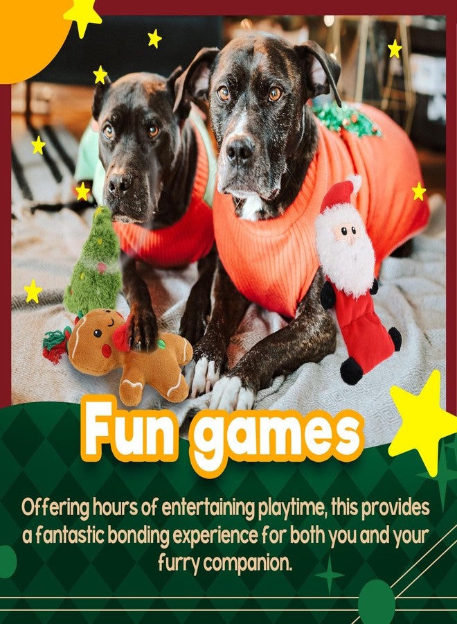 ALL FOR PAWS Christmas Dog Toy MerryTough Buddy, Holiday Plush Squeaky Toys for Dogs, Christmas Tree Santa and Gingerbread Man Toys for Fetch Games, Interactive Xmas Gift for Small Medium Large Dogs - Image 4