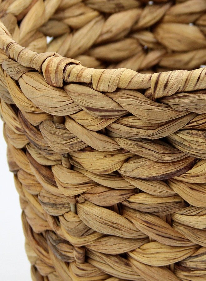 Casaphoria Round Water Hyacinth Garbage Baskets for Storage Natural Woven Hyacinth Laundry Rubbish Basket Durable Circular Waste Baskets Home Beautiful Decoration Storageworks Recycling Bin - Image 4
