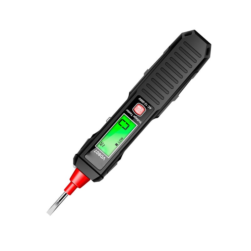 AC12‑300V Voltage Tester High Accuracy LCD Display Multifunctional Electrical Tester Pen with LED Light Black - Image 5