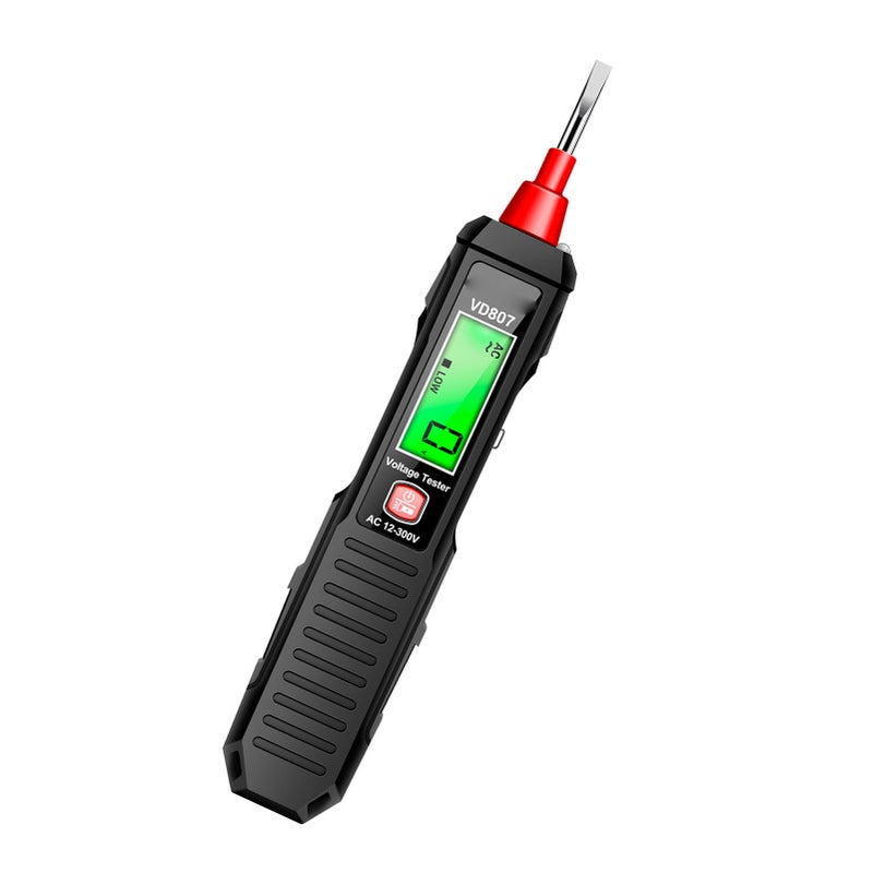 AC12‑300V Voltage Tester High Accuracy LCD Display Multifunctional Electrical Tester Pen with LED Light Black - Image 2
