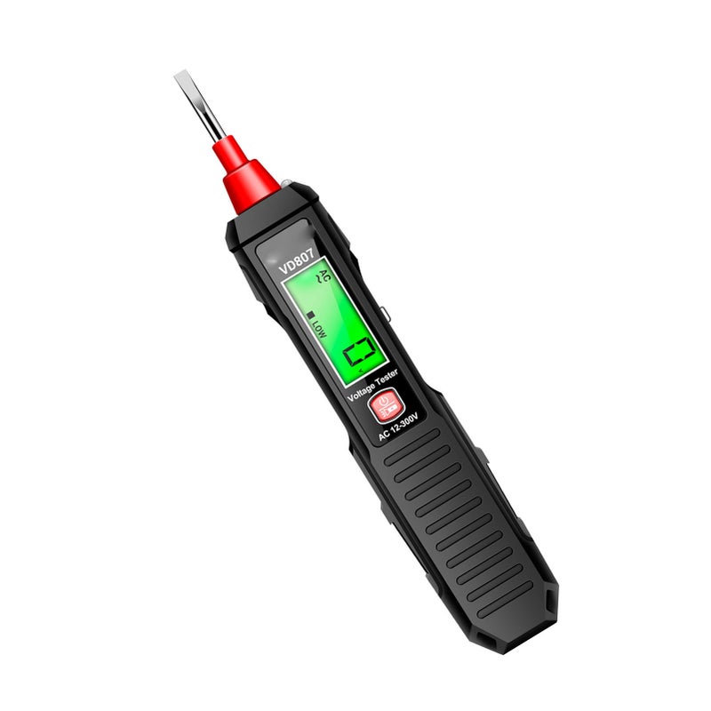 AC12‑300V Voltage Tester High Accuracy LCD Display Multifunctional Electrical Tester Pen with LED Light Black - Image 3