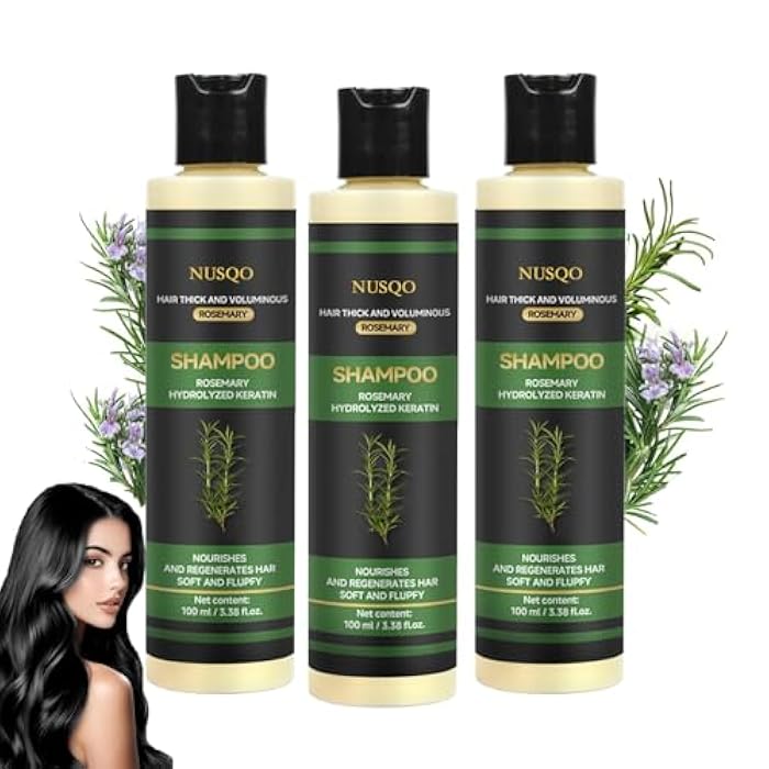 NUSQO Organic Rosemary Hair Growth Shampoo with Hydrolyzed Keratin - Anti-Hair Loss, Thickening & Strengthening Shampoo for Women and Men (Pack of 3) - Image 1
