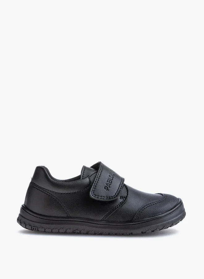 بابلوسكي Girls' Logo Embossed School Shoes with Hook and Loop Closure - 355515