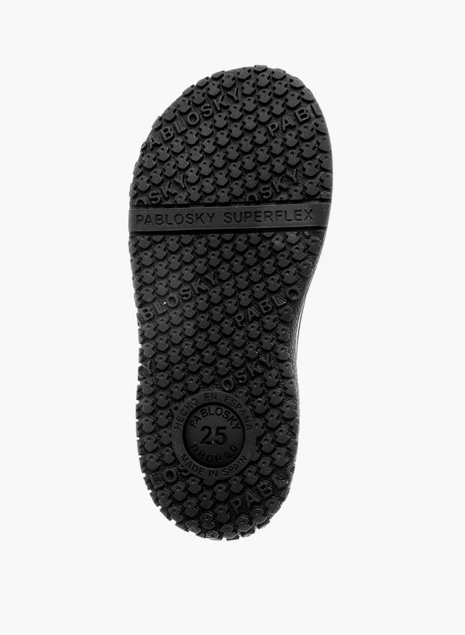 Pablosky Girls' Logo Embossed School Shoes with Hook and Loop Closure - 355515