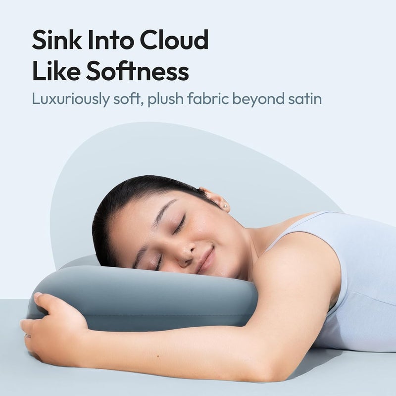 Frido Cuddle Pillow Snuggly Memory Foam Pillow for Sleeping Best Hugging Pillow for Adults AntiFrizz SkinFriendly Soft Pillow Neck Pillow for Sleeping Travel Bed Pillow Pebble Grey - Image 2