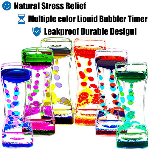 FKYTION Liquid Motion Bubbler Timer Pack of 6 Great Colorful Hourglass Sensory Anxiety Toys for Autism Calm Relaxing Desktop Toys - Image 5