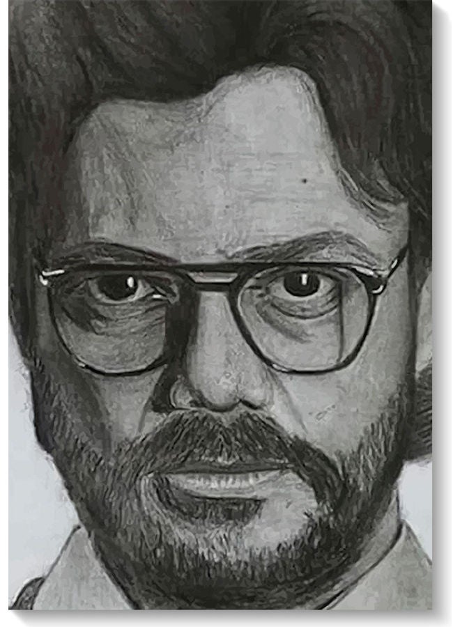 RYN The Professor La Casa De Papel Themed Wall Art Painting Grey/White 40x60cm - Image 2