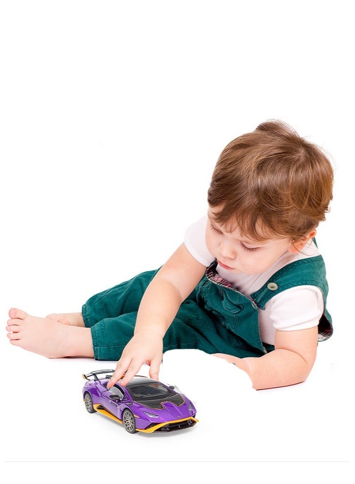 HALAMODO 1:32 Alloy Sports Car Model , Light & Sound Pull-Back Toy  Car ,  Opening doors, Collectible Display ,  Model Car Gift For Boys And Girls Purple , 16.5 cm*8.5 cm*4.5 cm - Image 4
