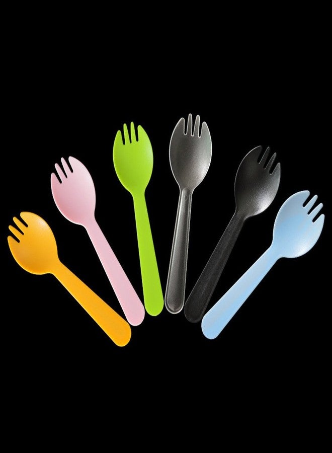 lasenersm 100 PCS Mini Plastic Spork Plastic Forks and Spoons Disposable 2 in 1 Sporks Plastic Disposable Sporks for Camping Picnics Parties and Weddings, Small, White - Image 5