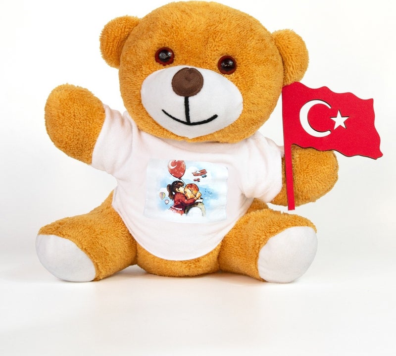 Pababo Happy April 23 T-shirt & Cute Teddy Bear with Flag in Hand 