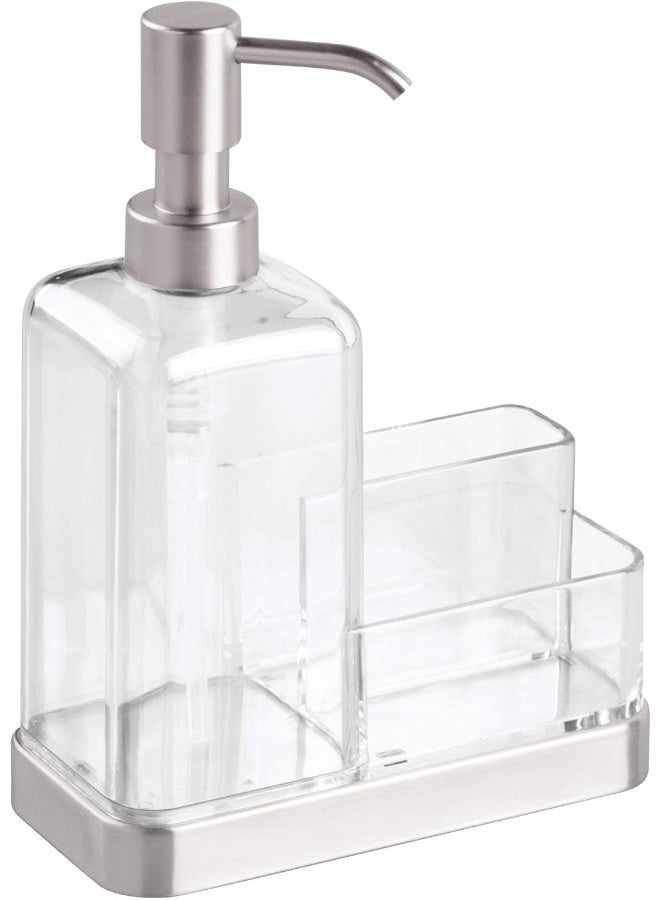 InterDesign iDesign 67080 Forma Plastic Soap Pump with Caddy, Dispenser with Storage Compartment for Bathroom, Kitchen Countertops, Sinks, Set of 1, Stainless - Image 1