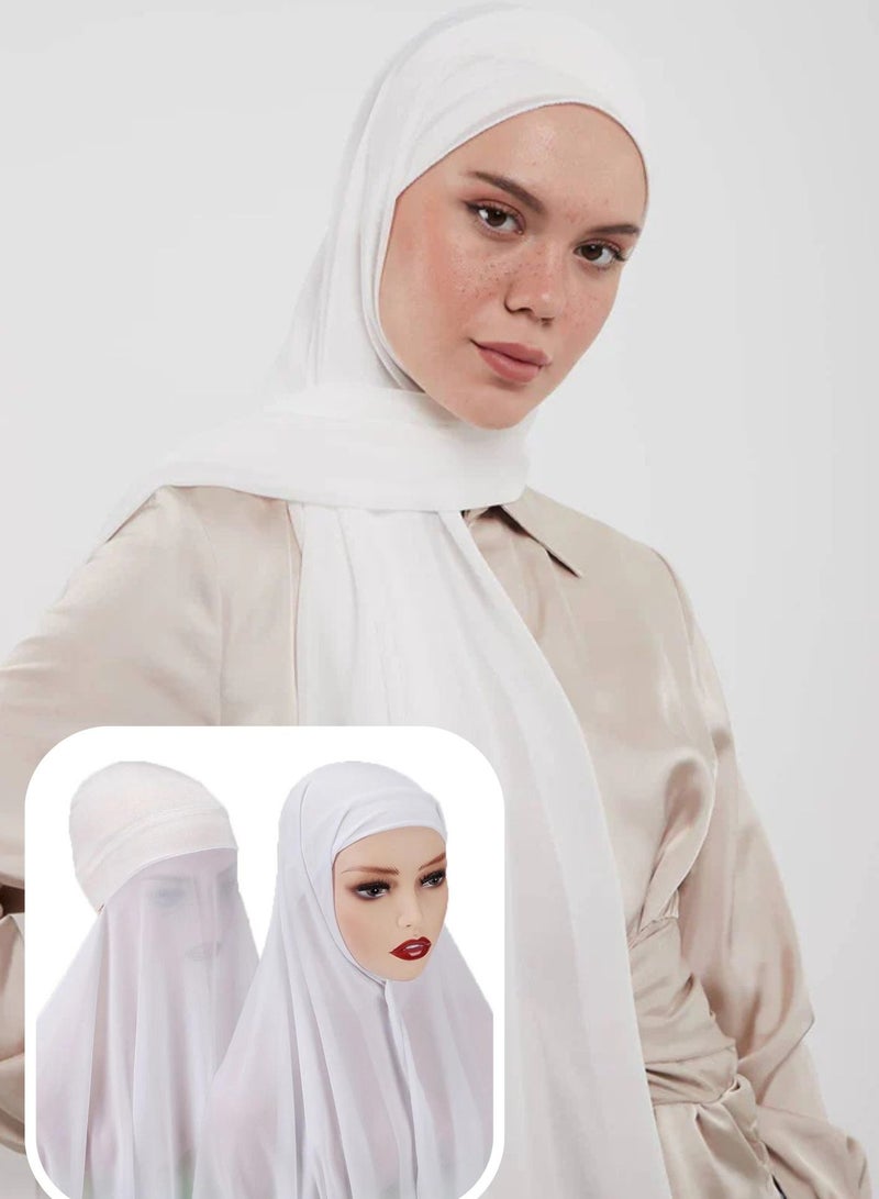 BHNS Hijab veil, women's scarf, soft laser chiffon in elegant modern colors, with a hidden cotton bandana For more comfort and high stability on the head for women  - Image 1