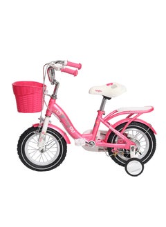 ENDLESS  Pink Steel Kids Bike with Back Seat, Hand Brakes & Basket | 12 Inch Bicycle for 2-3 Years | High-Quality Training Wheels, 2.125" Wide Tyres, Fenders & Durable Carbon Steel Frame  - Image 1