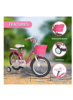 ENDLESS  Pink Steel Kids Bike with Back Seat, Hand Brakes & Basket | 12 Inch Bicycle for 2-3 Years | High-Quality Training Wheels, 2.125" Wide Tyres, Fenders & Durable Carbon Steel Frame  - Image 2