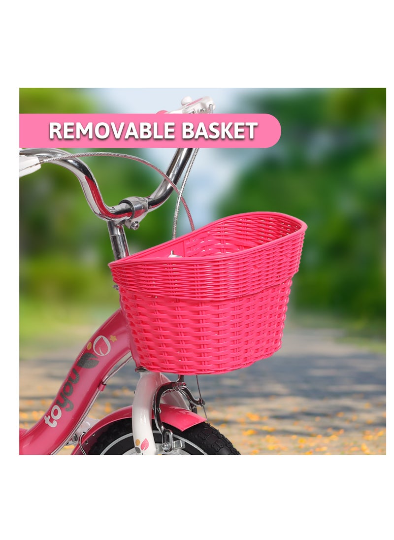 ENDLESS  Pink Steel Kids Bike with Back Seat, Hand Brakes & Basket | 12 Inch Bicycle for 2-3 Years | High-Quality Training Wheels, 2.125" Wide Tyres, Fenders & Durable Carbon Steel Frame  - Image 4