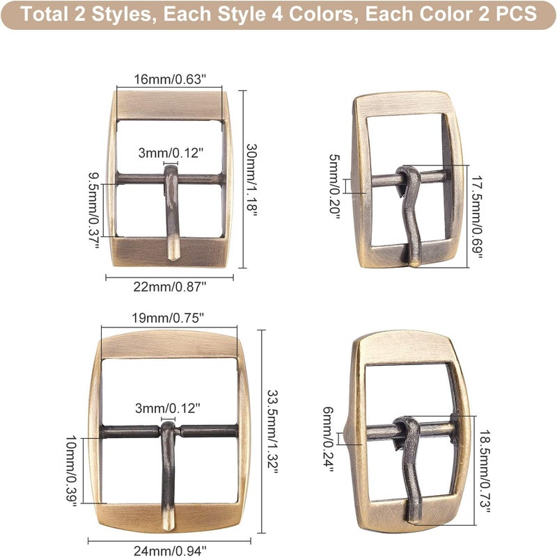 klarako 16pcs Metal Tri-Glide Slide Buckles, Single Prong Buckles Rectangle Center Bar Belt Buckle Square Pin Buckle - Image 4