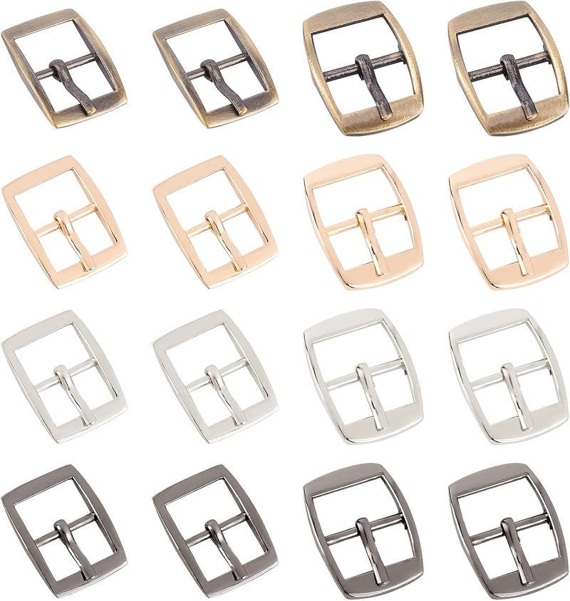 klarako 16pcs Metal Tri-Glide Slide Buckles, Single Prong Buckles Rectangle Center Bar Belt Buckle Square Pin Buckle - Image 1