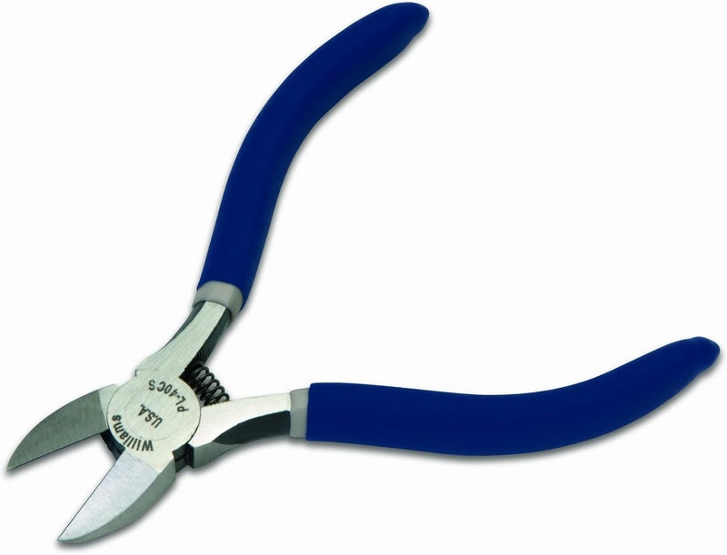 Williams PL-40CS 5-Inch Flush Cut Diagonal Cutting Pliers with Spring - Silver and Blue