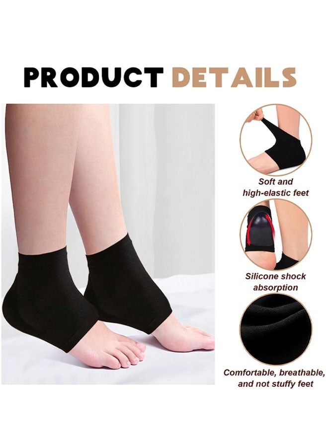 3 أزواج من واقيات الكعب، أكواب جل سوداء للكعب، جوارب داعمة للكاحل الملتوي، وسادات ضغط للكعب، جوارب سيليكون لحماية الكعب للنساء والرجال، حماية القدم من تشقق الكعب والعناية بها - Image 3