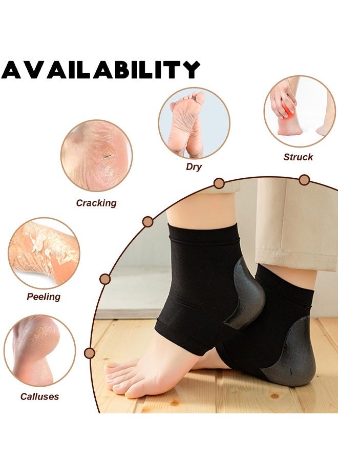 3 أزواج من واقيات الكعب، أكواب جل سوداء للكعب، جوارب داعمة للكاحل الملتوي، وسادات ضغط للكعب، جوارب سيليكون لحماية الكعب للنساء والرجال، حماية القدم من تشقق الكعب والعناية بها - Image 5