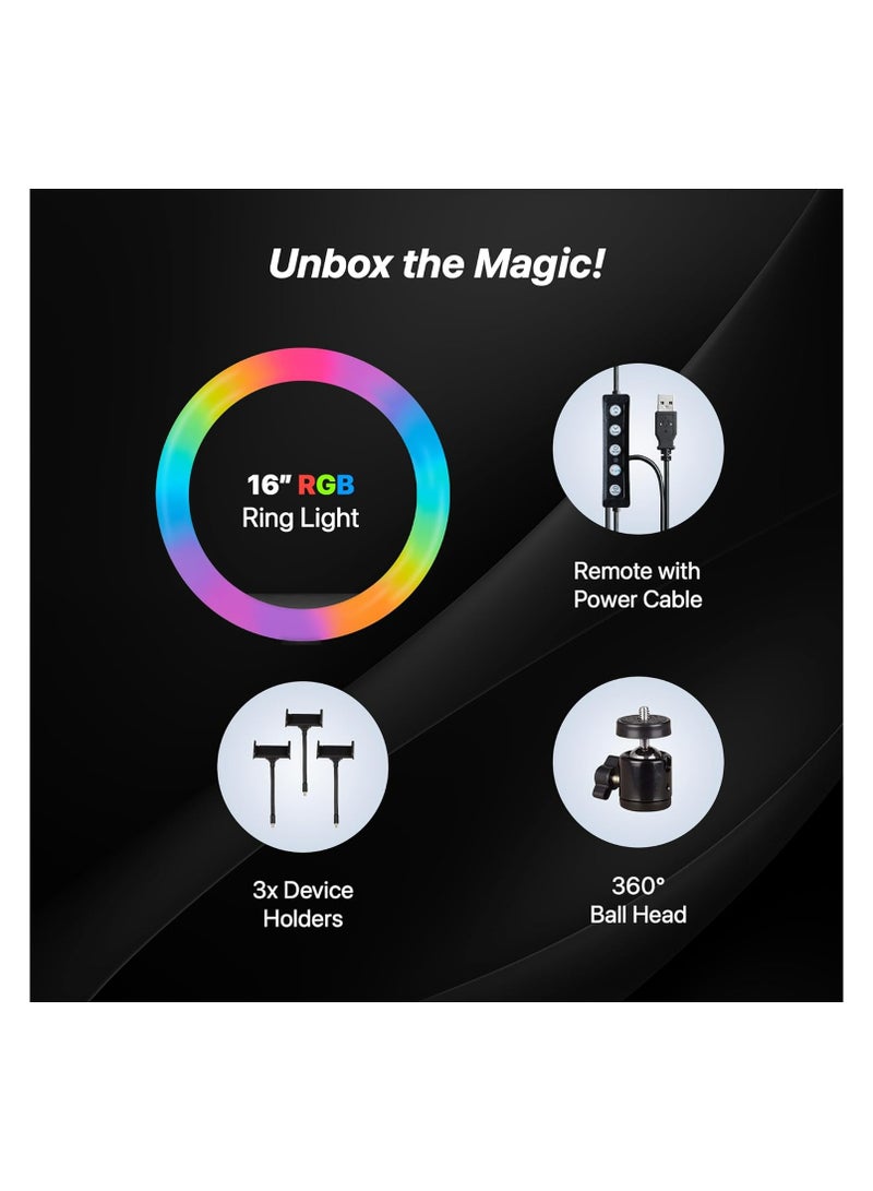 Light 16 Inch RGB LED Ring Light – 28+ Multicolor Modes, with Tripod, Ideal for YouTube, Live Streaming, Makeup, and Photography - Image 3