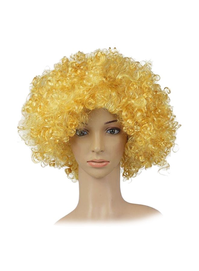 نيبمينينت Party Disco Funny Afro Clown Masquerade Hair Wig Yellow 25x16x5cm - Image 1