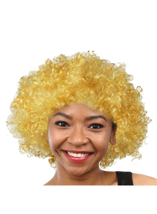 نيبمينينت Party Disco Funny Afro Clown Masquerade Hair Wig Yellow 25x16x5cm - Image 2