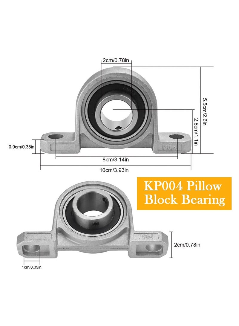 SYOSI 2PCS Zinc Alloy Pillow Block Bearings (20mm), Bore Housing Bearings Mounted Ball Bearing Blocks Bearing Supports Machine Shaft Bearings Self-Adjust Center Mounted Support for Axis Shaft Machine  - Image 5