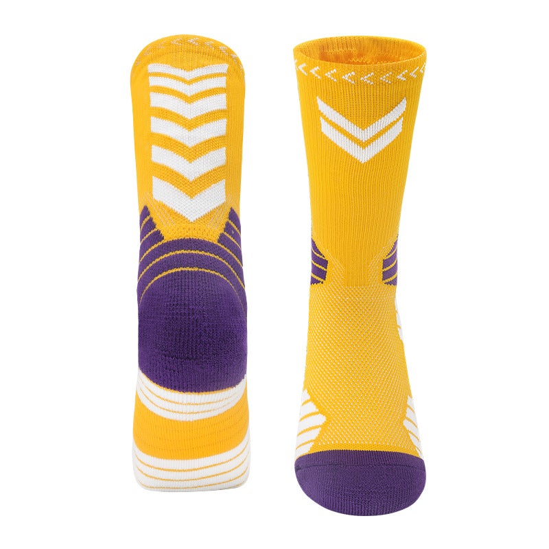 Generic Kids Basketball Non-Slip Socks Summer High-Top A yellow/white - Image 1