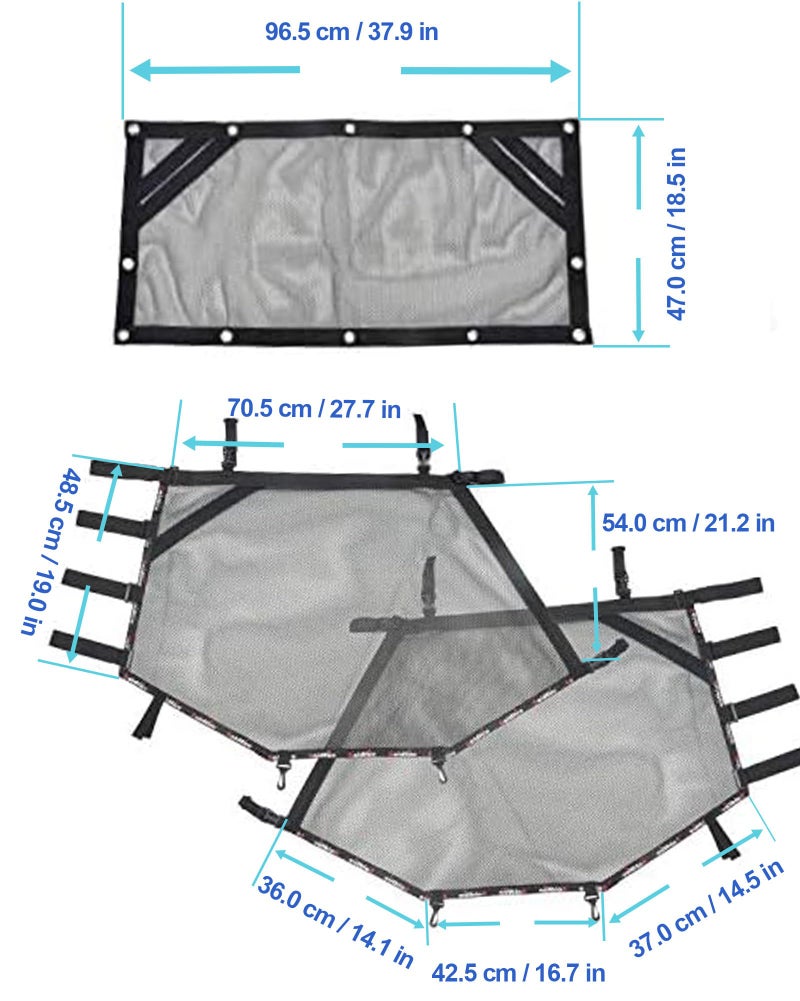 Goldfire Front Rear Window Wind Screen Shade Shield Cover Window Mesh Net Roll Cage Mesh Net Guard FIts for UTV Polaris RZR 570 800 1000 900 RZR XP Turbo 2015-2019, 2 Seater (Black) - Image 2