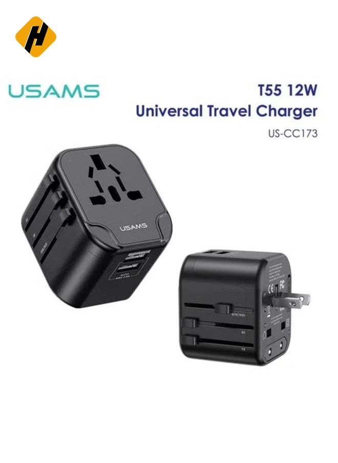 HuHa Usams US-CC173 T55 12W Dual USB Universal Travel Charger  - Image 3